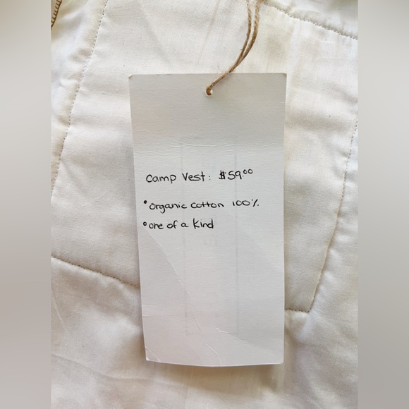 Amae Co OOAK Fringed Western Blanket Camp Striped Vest White Cream Brown 4-5T - Picture 14 of 16